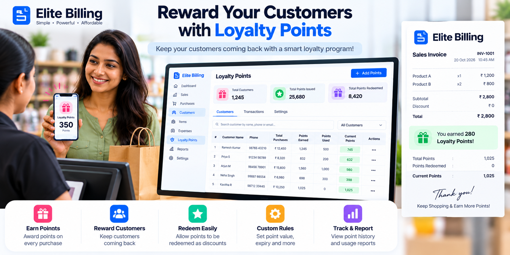 Reward your customers with loyalty points in Elite Billing